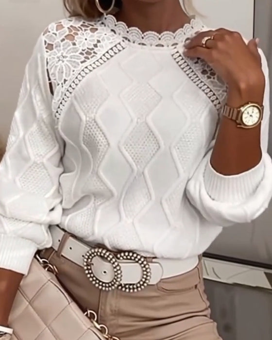 Lace Trim Fashion Patchwork Pullover