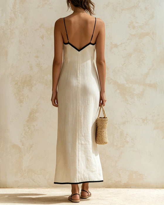 Strappy V-Neck Line Sleeveless Dress