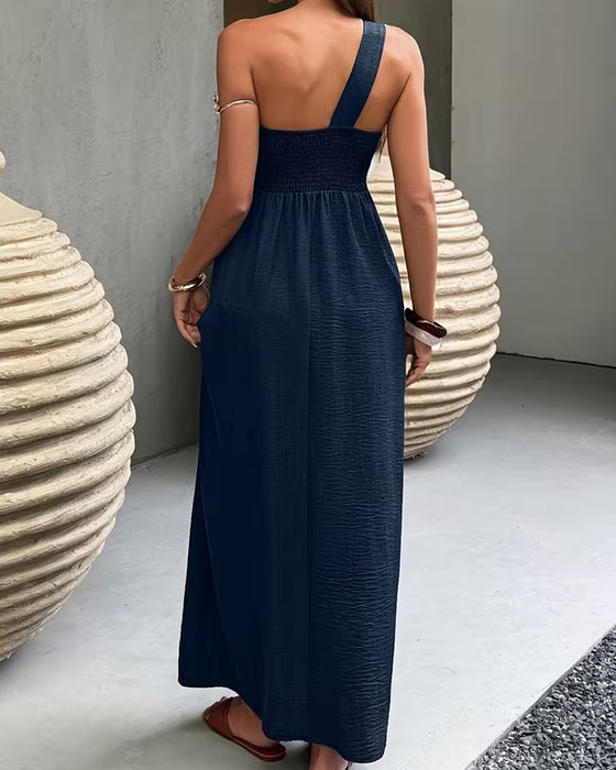 One-Shoulder Draped Resort Dress