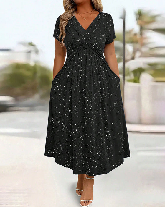 Knot V-Neck A-Line Dress