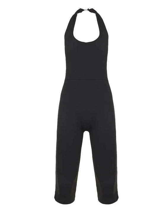 Square Neck Sleeveless Fitted Waist Jumpsuit