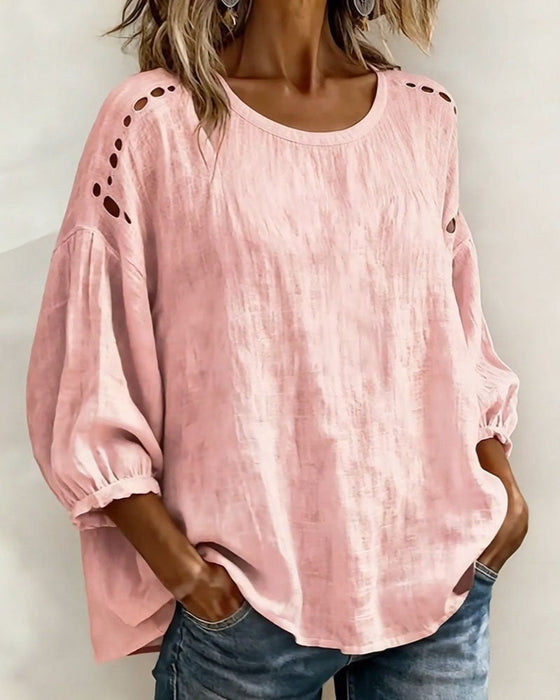 Hollow 100% Cotton Blouse