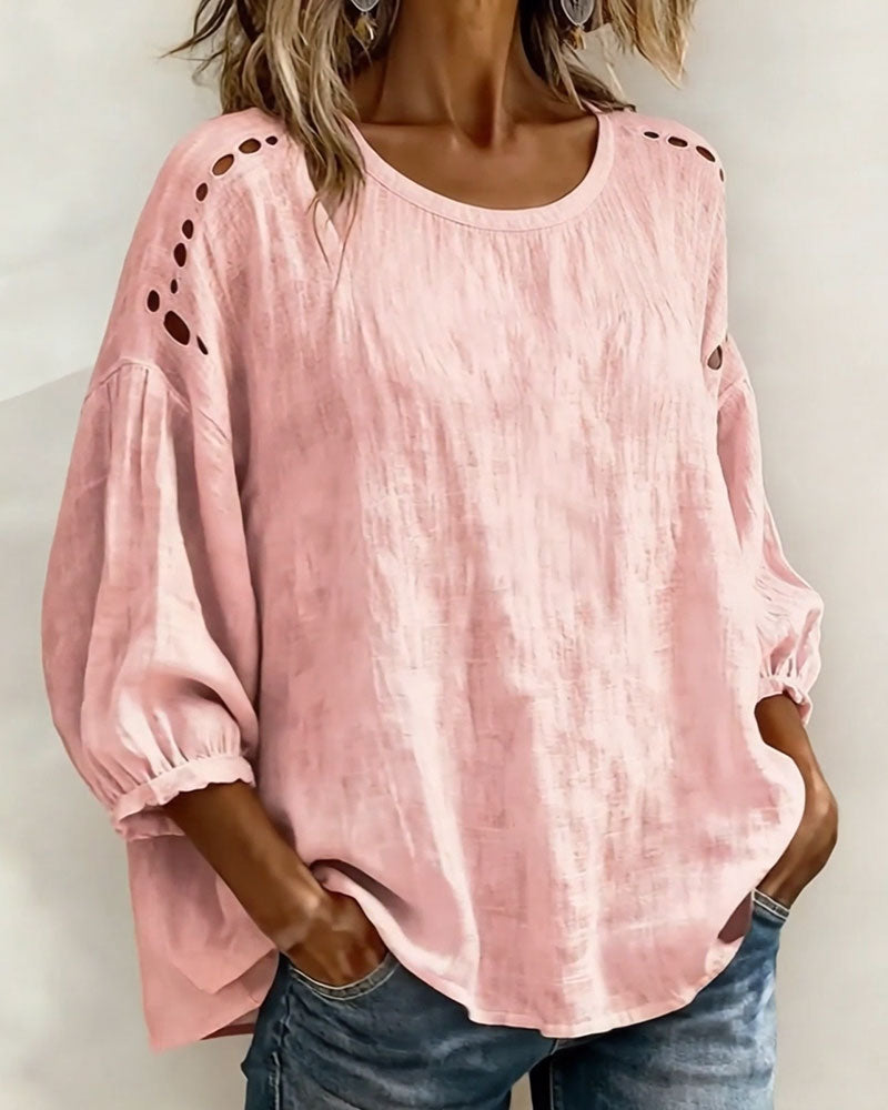 Hollow 100% Cotton Blouse