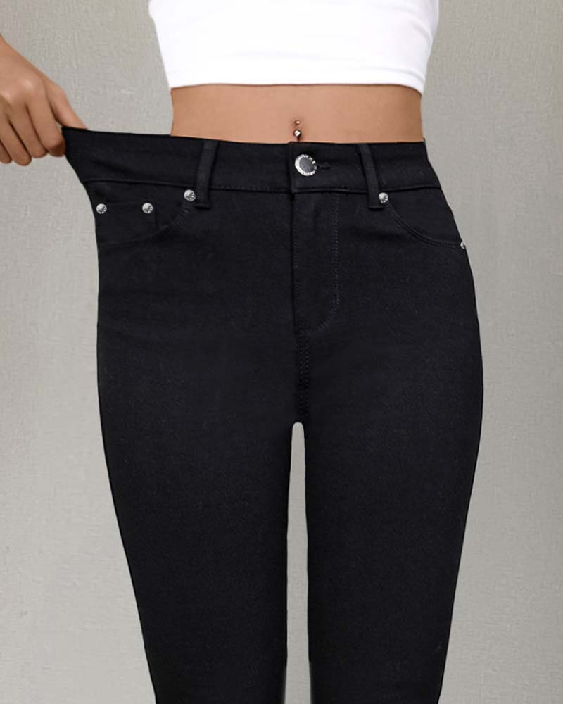 Women's Pocket Solid Skinny Casual Pant