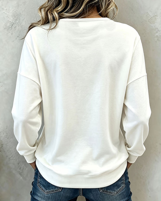 Draped V-Neck Wrap Long-Sleeve Top