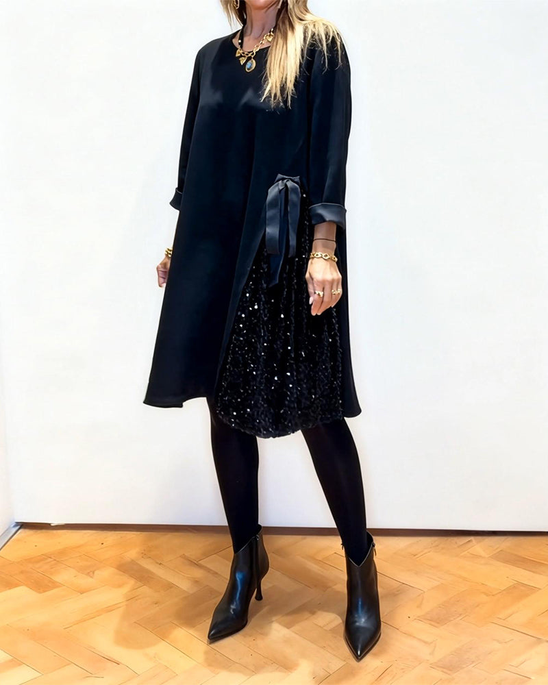 Stylish Patchwork Round Neck Dress