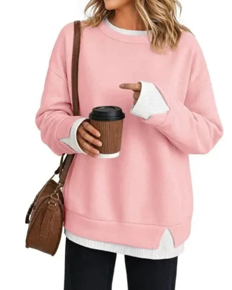 Fake Layered Loose Long Sleeve Sweatshirt