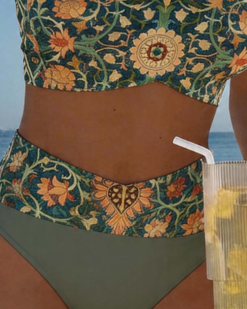 Vintage Floral Print Sexy Bikini