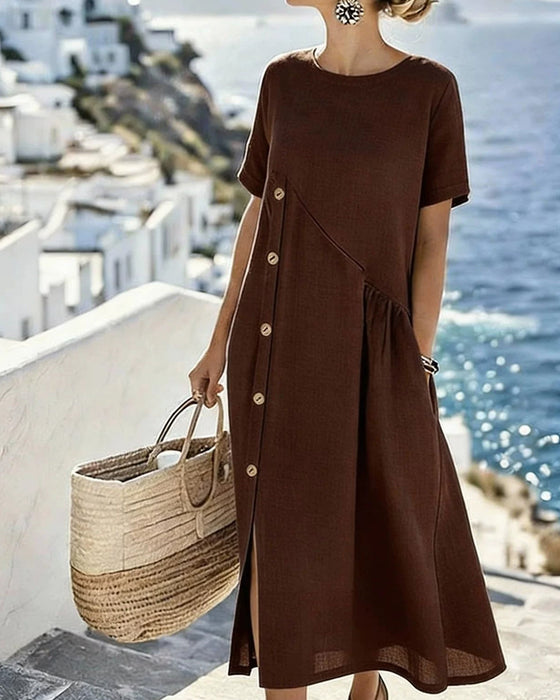 Button Decor Casual Dress