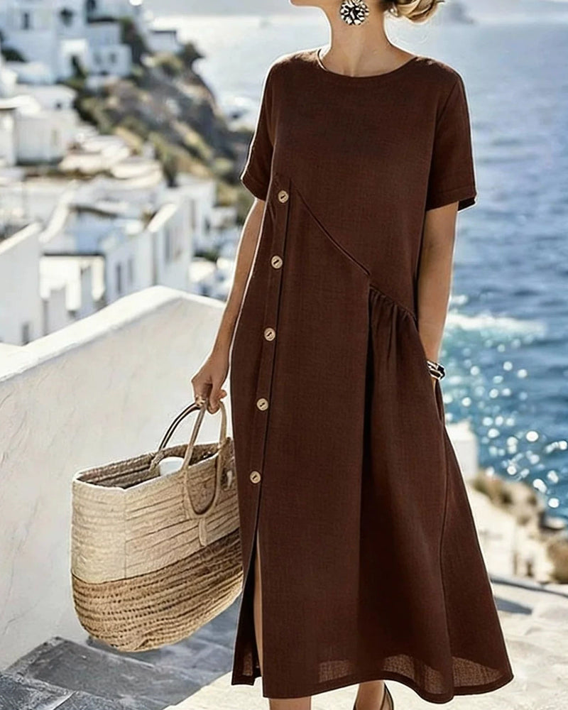 Button Decor Casual Dress
