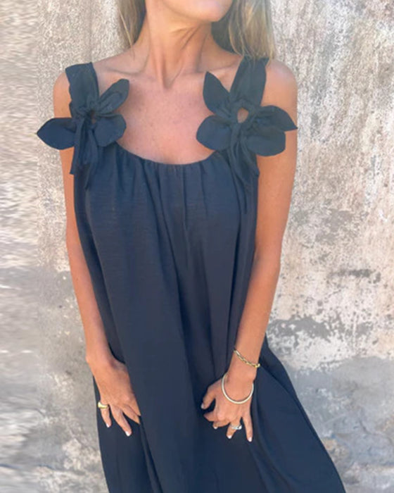 Sleeveless Solid Color Fashionable Long Dress