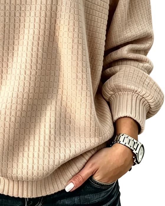 Crew Neck Button Solid Sweatshirt