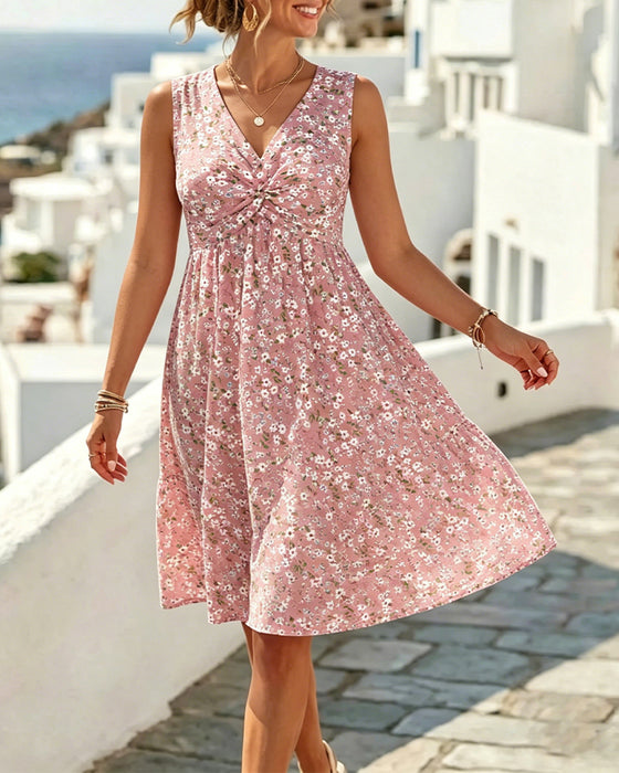 Casual Floral Sleeveless Dress