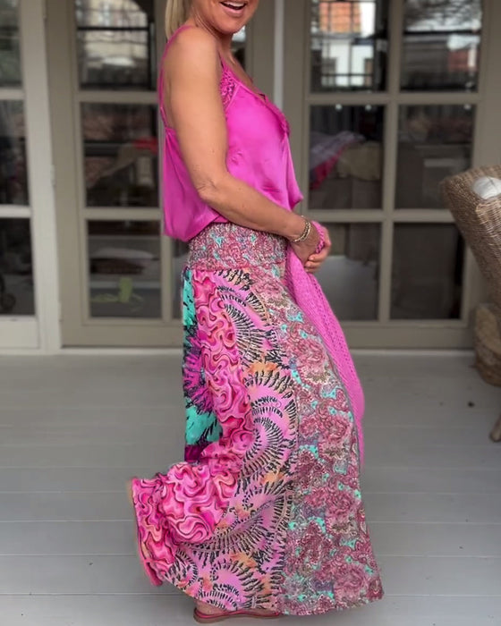 Colorful loose wide-leg pants