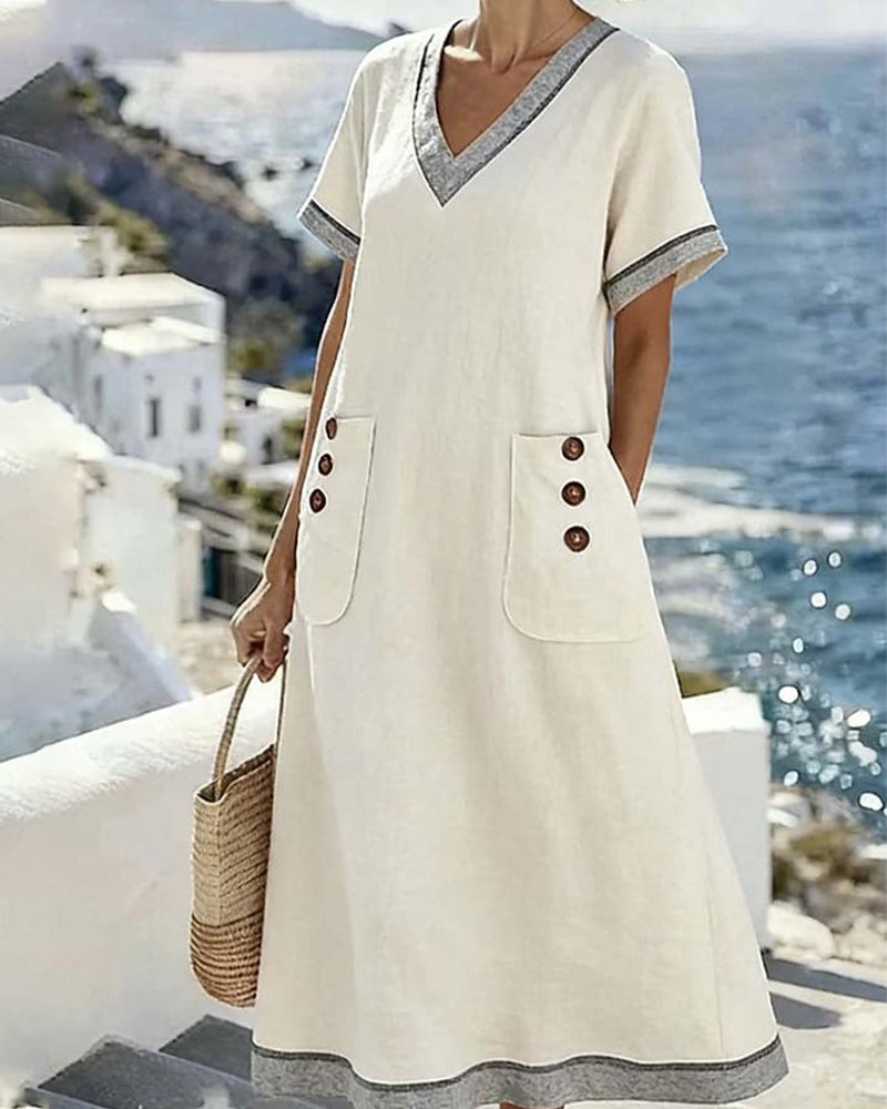 V-Neck Linen Dress