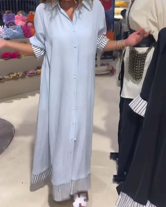 Striped Patchwork Long Shirt Dress