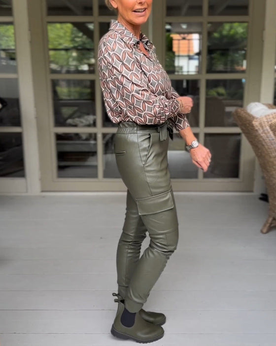 Vintage V Neck Casual Blouse