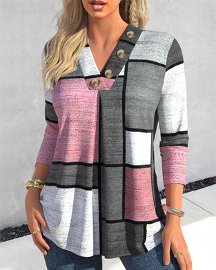 Buttoned color block top