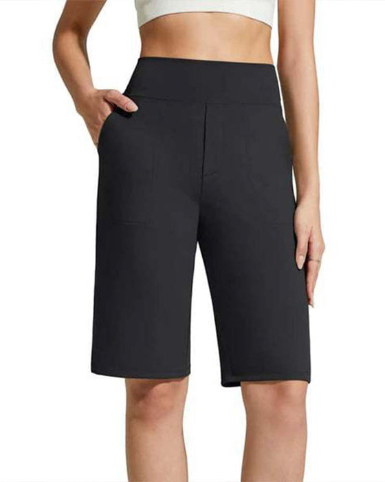 Solid Color High Waisted Straight Leg Pants
