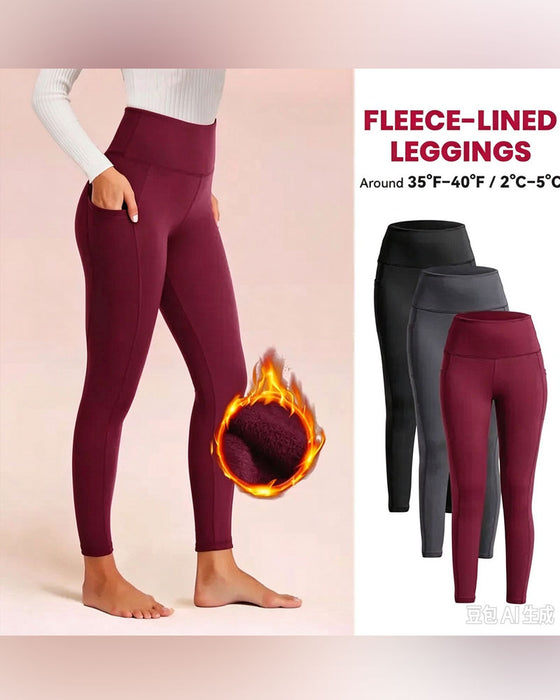 Women's High Waisted Fleece Lined Leggings with Pockets