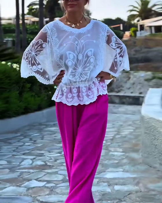 Solid Color Fashionable Blouse