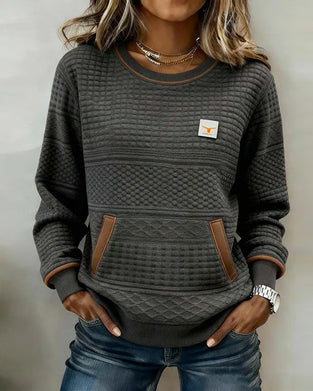 Crew Neck Color-Blocked Sweatshirt