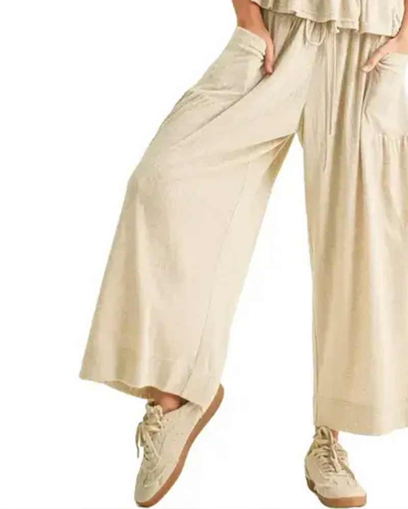 Solid-Color Short-Sleeve Set