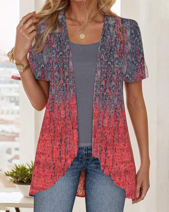 Fake Two-Piece Short-Sleeved Irregular Blouse