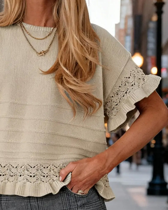 Hollow Out Loose Fit Knit Pullover