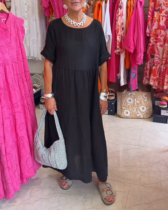 Pleated Casual Solid Dress