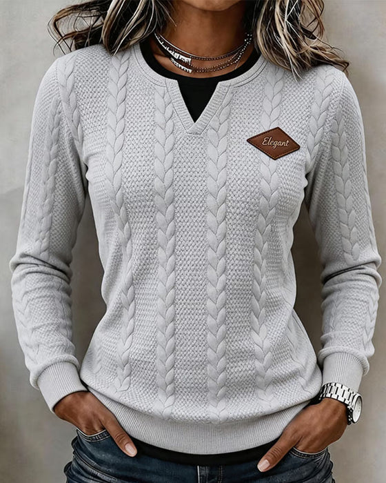 V-Neck Casual Long Sleeve Top