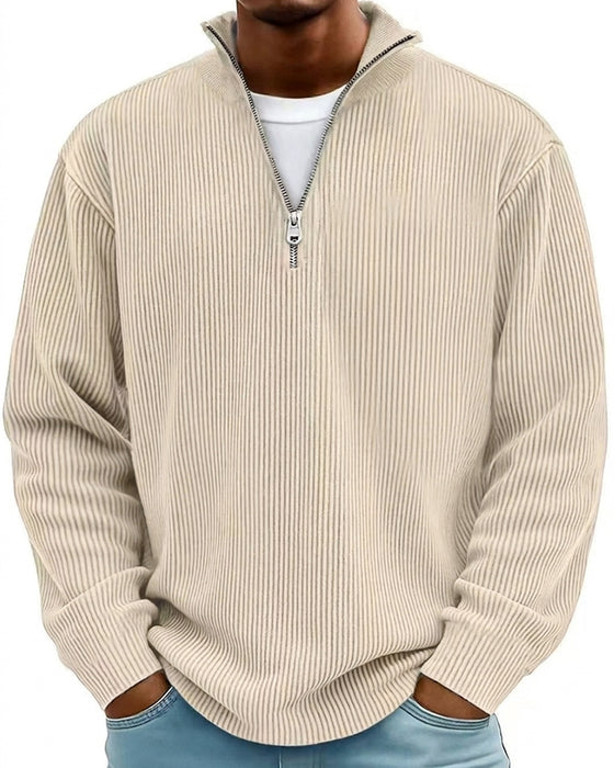 Men's Zipper Lapel Long Sleeve Sweatshirt