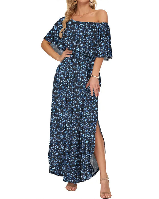 Elegant Ink Wash Floral Maxi Dress
