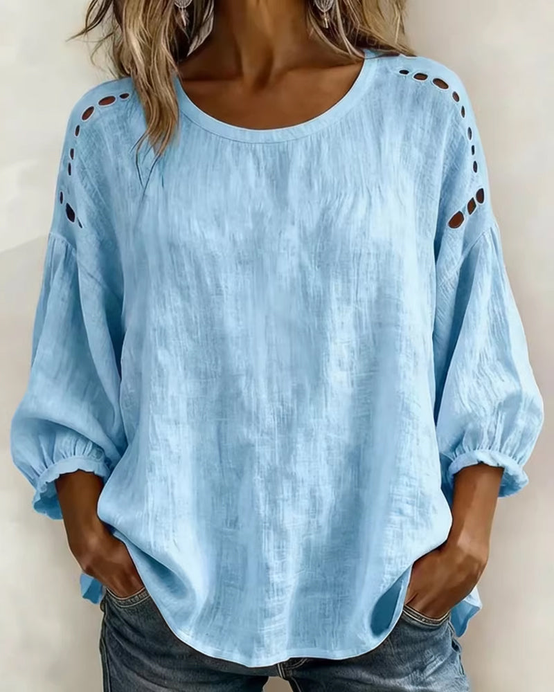 Hollow 100% Cotton Blouse