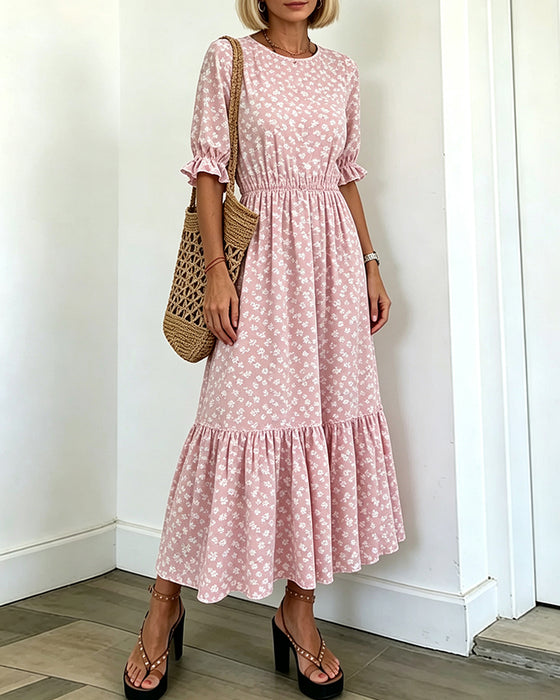 Round Neck Printed Dress
