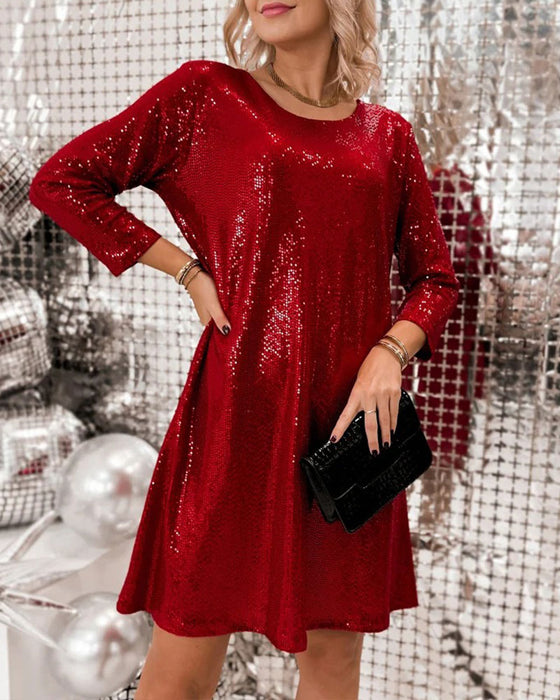 Solid Casual Long Sleeve Dress