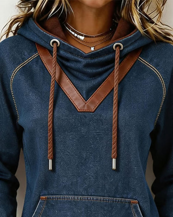 Patchwork Long Sleeve Hoodie