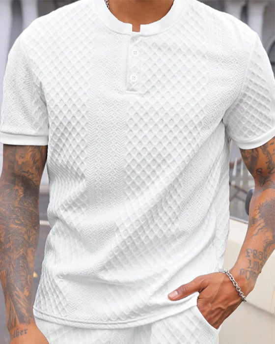 Men's Jacquard Stand Collar T-Shirt