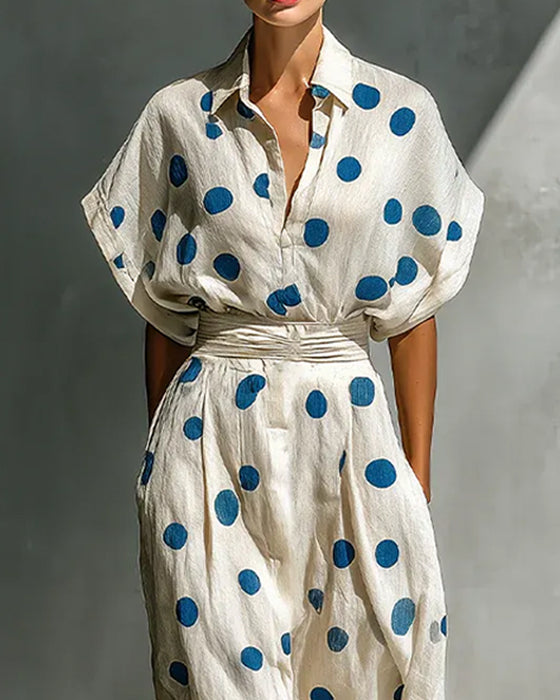 Casual Polka Dot Midi Dress