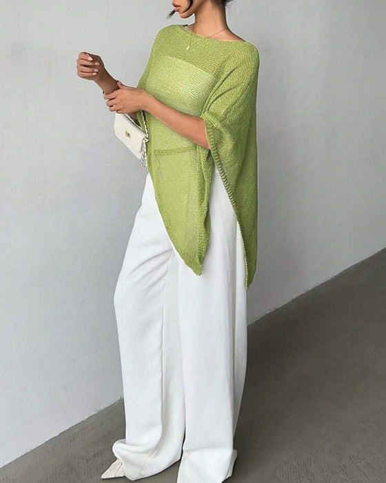 Cape-style sweater solid color pullover