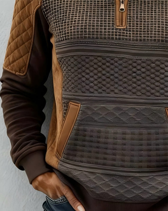 Half Zip Collar Casual Fashion Sweatshirt