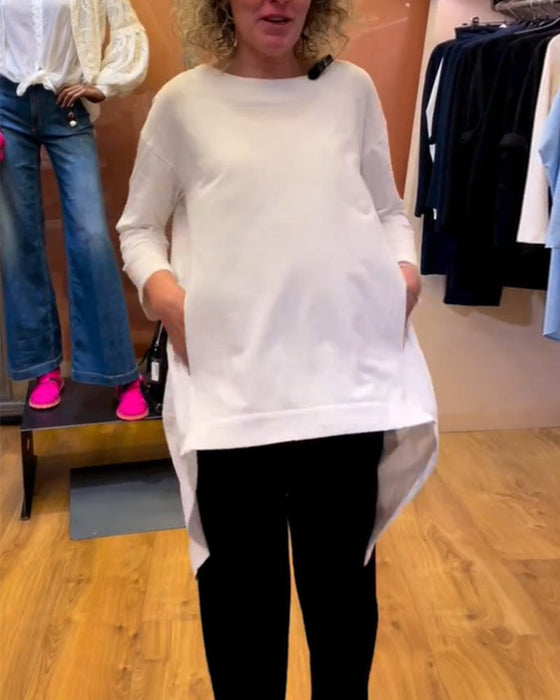 Round Neck Solid Color Top