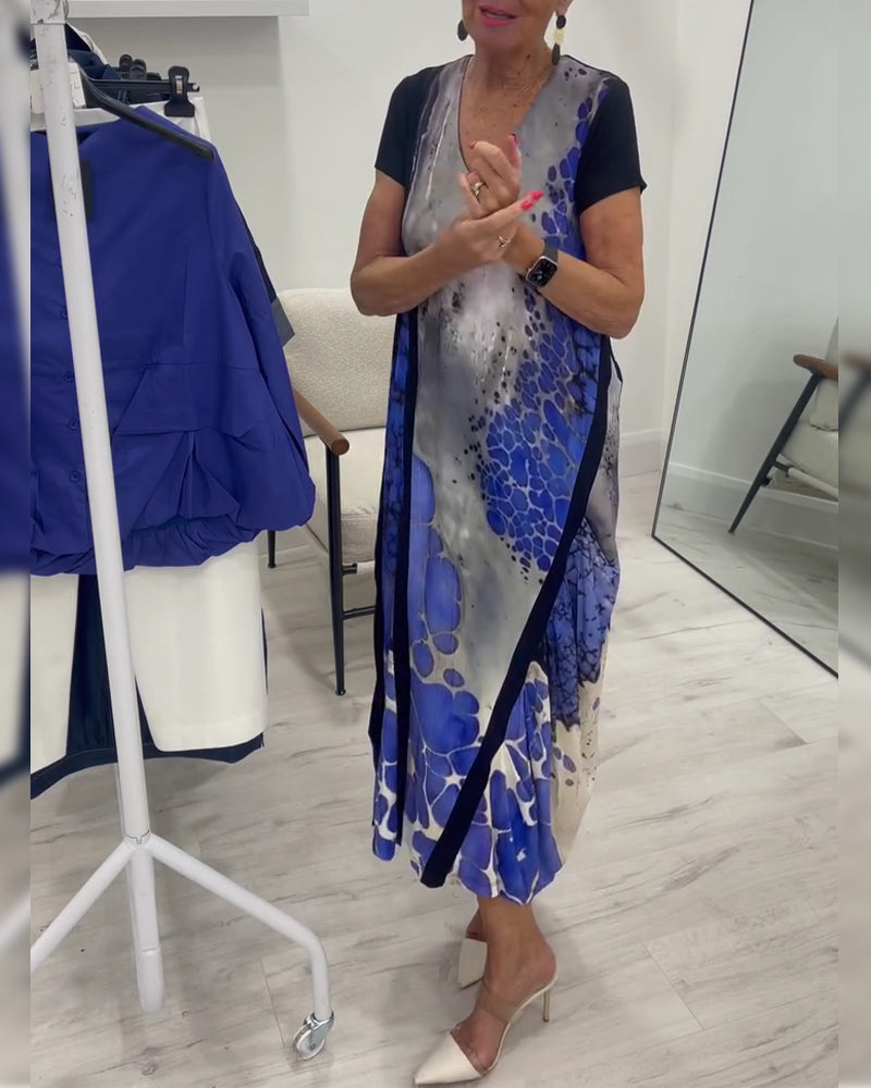 Ink Wash Print Long Dress