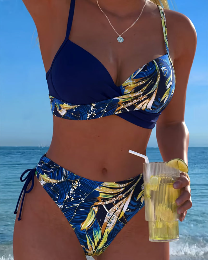 Tropical Print Side-Tie Sexy Bikini