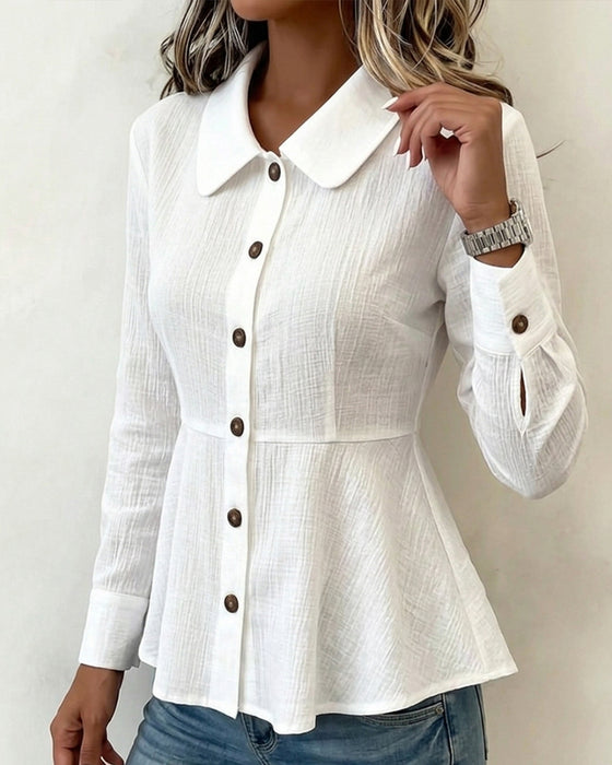 Solid Color Peter Pan Collar Shirt