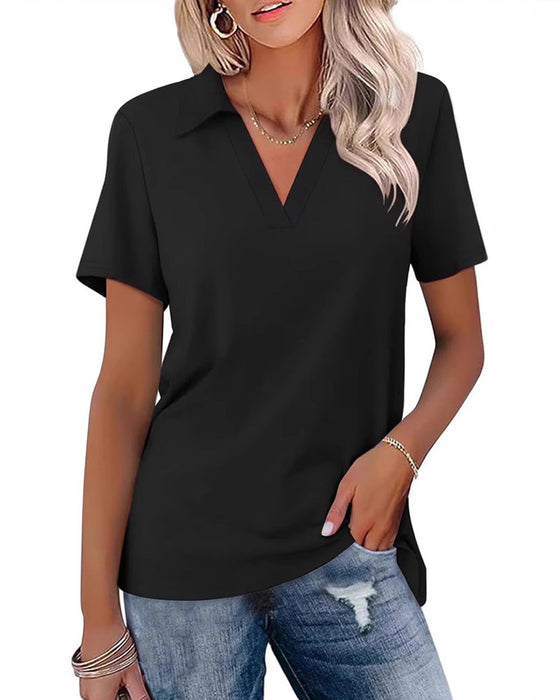 Short Sleeve V-Neck Polo T-Shirt