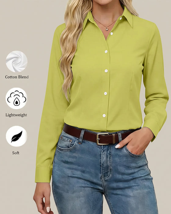 Collar Long Sleeve Solid Casual Shirt