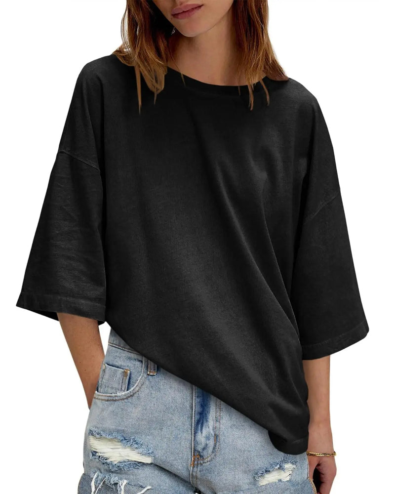 Batwing Sleeve Crew Neck Loose T-Shirt