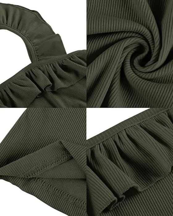 Ruffle Trim Ribbed Cami Top