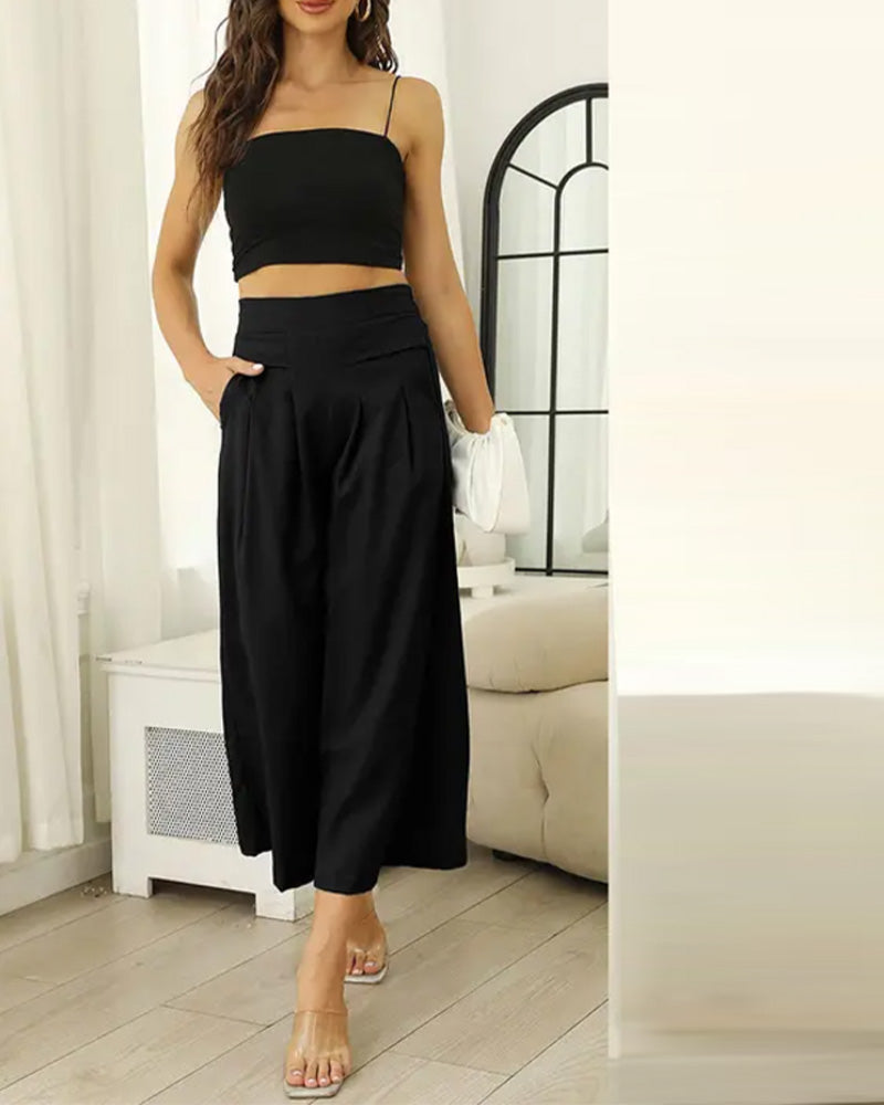 Loose High-Waist Slimming Cropped Pants